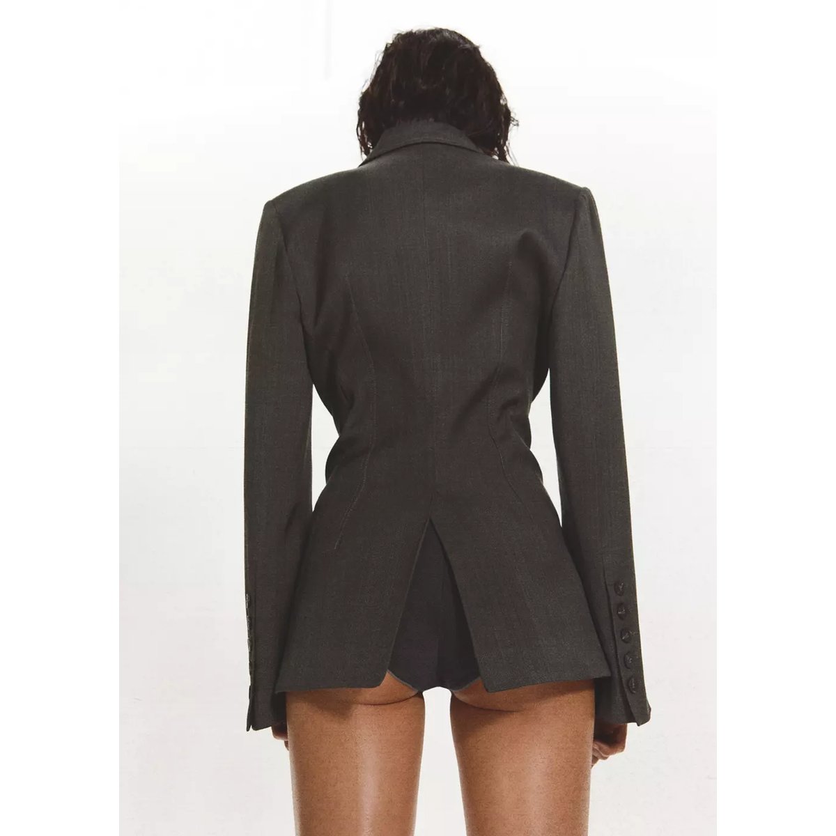 Blazer de tailleur à taille ajustée noir, MANGO