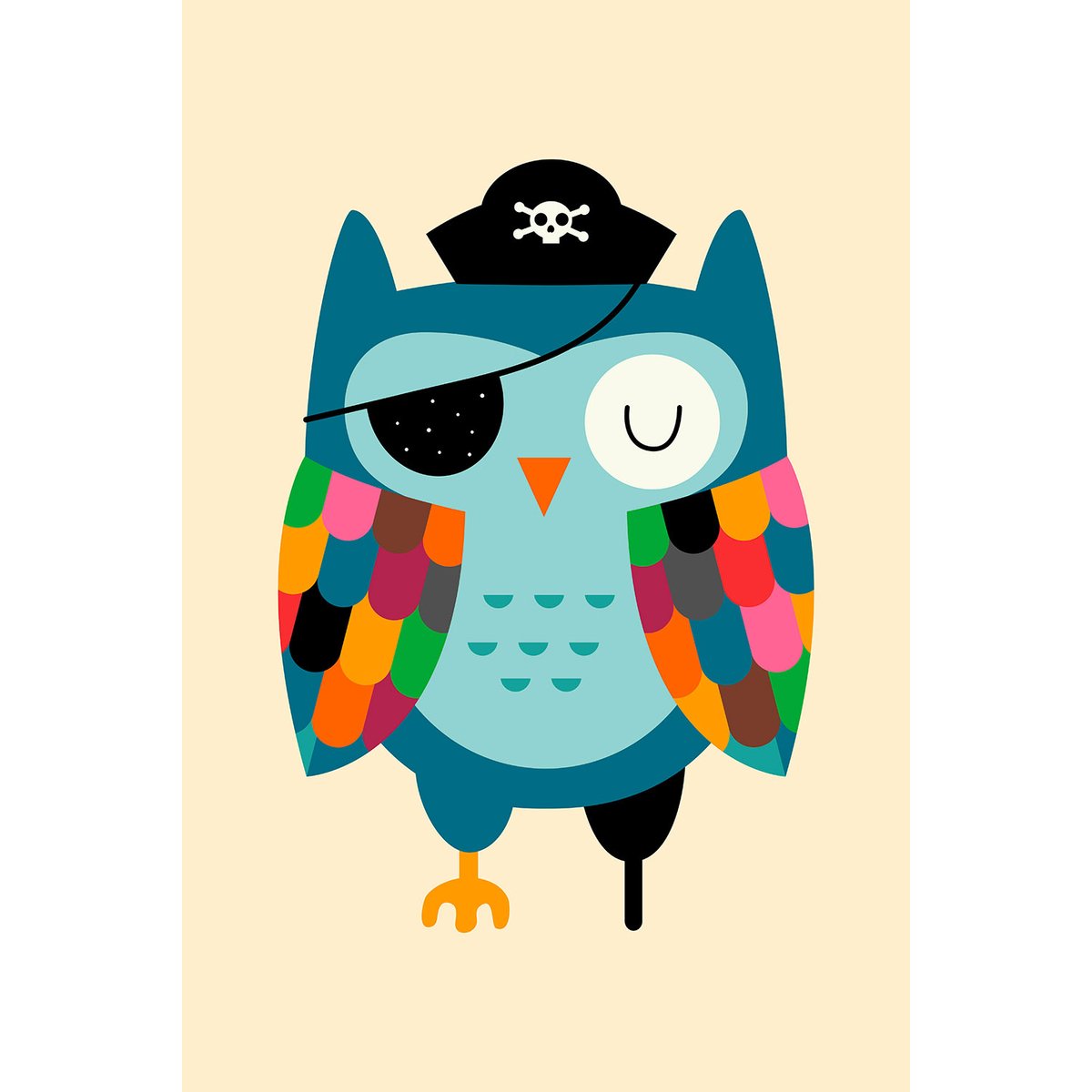 Tableau capitaine hibou toile imprimée, HEXOA
