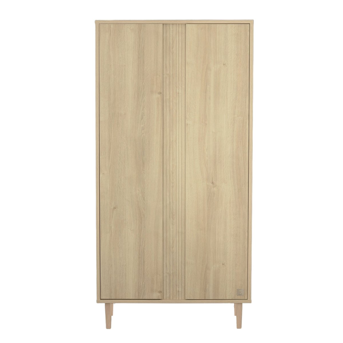 Armoire 2 portes avec détail imitation bois texturé et pieds bois marron, SAUTHON