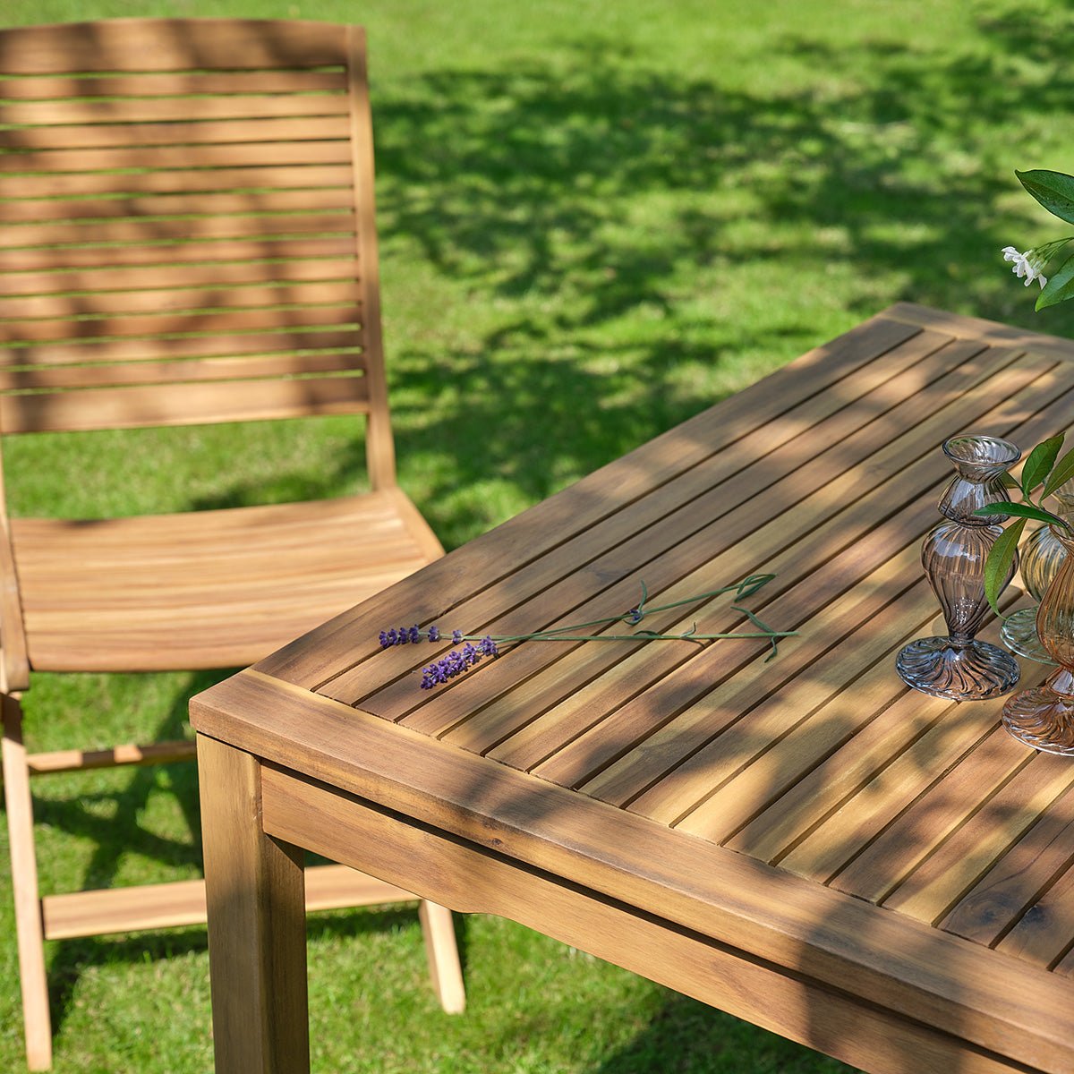 Table de jardin en acacia massif 150 cm MILOS naturel, BERAH GETAH