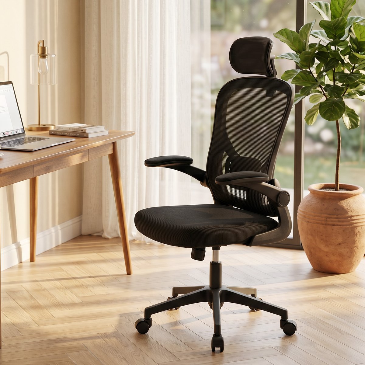 Chaise de bureau Maille Noir noir, HOMCOM