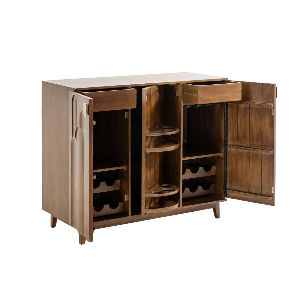 Meuble bar en bois de manguier ELIO bois foncé, MADE IN MEUBLES