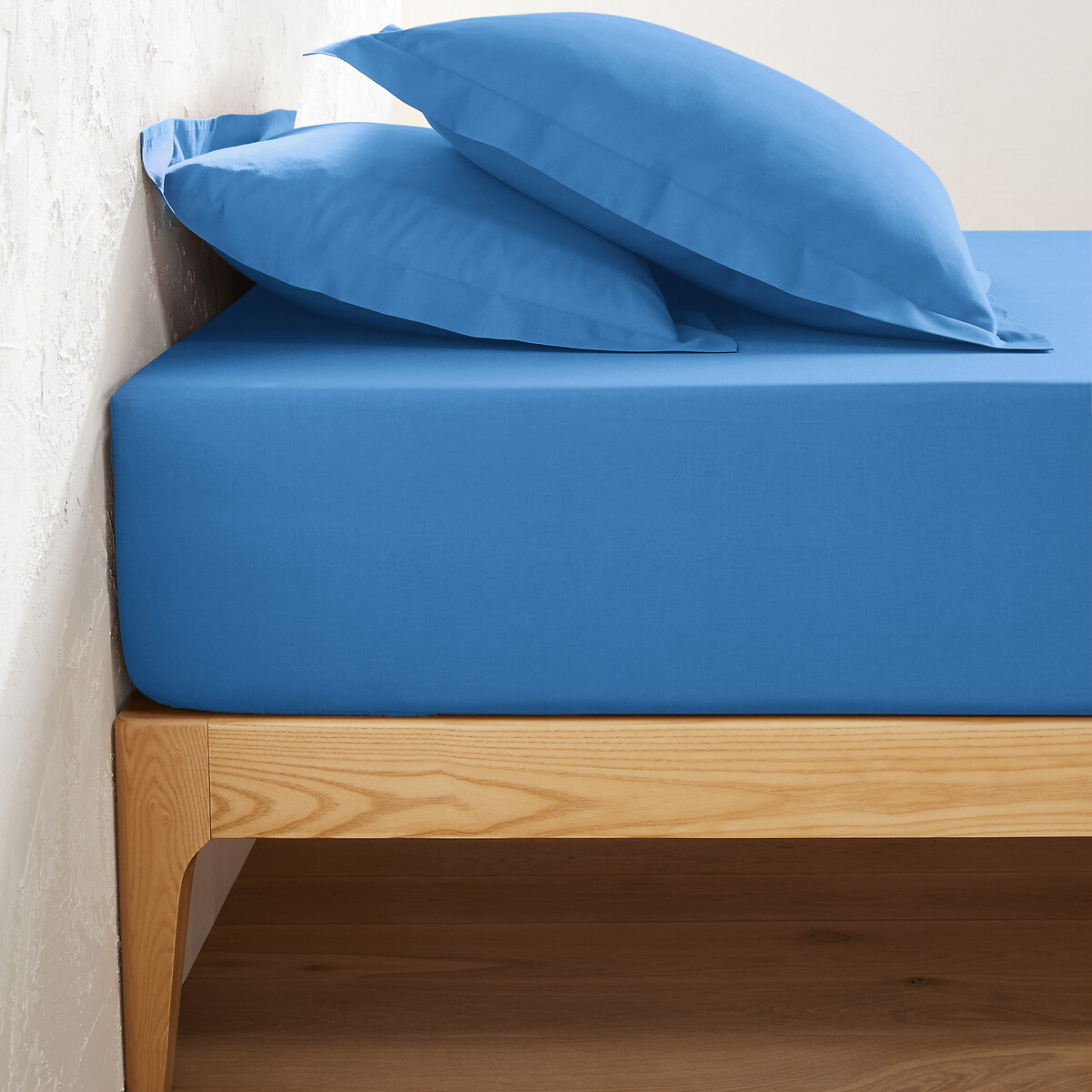 Drap housse uni coton, bonnet 32cm, Scenario bleu de provence, LA REDOUTE INTERIEURS