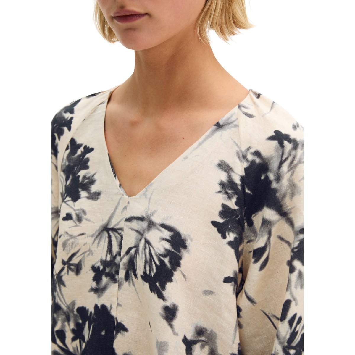 Robe courte en lin A-Shape avec encolure froncée naturweiß, MARC O'POLO