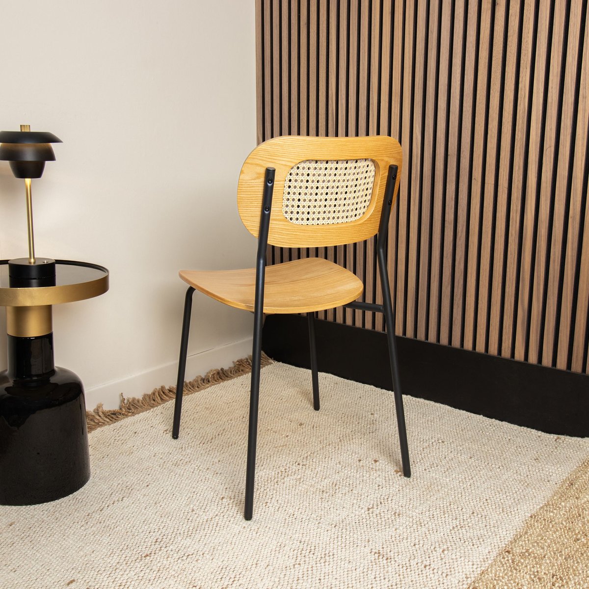 Lot de 2 chaises en bois naturel et pieds en métal, NOSARA marron, NOW'S HOME