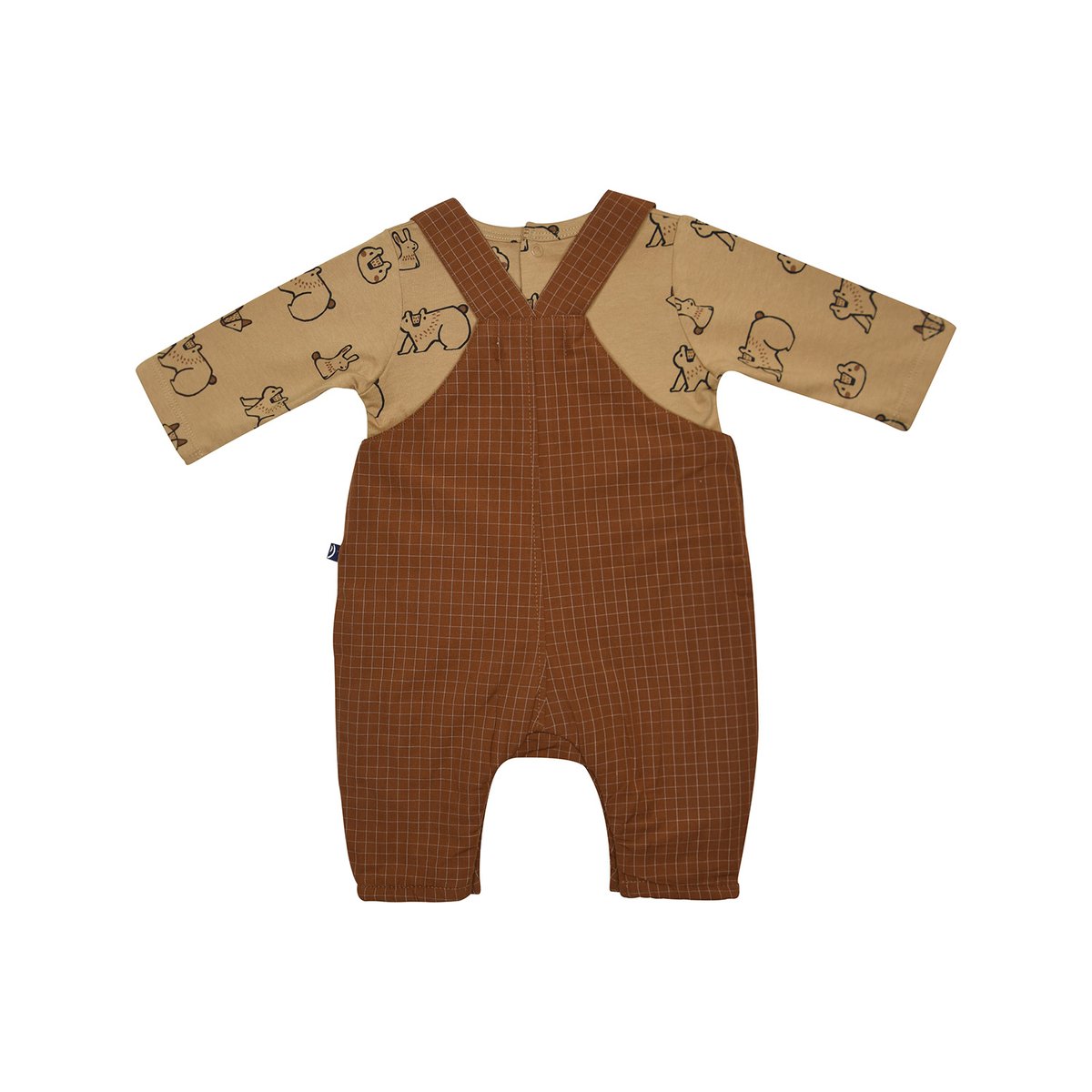 Tee shirt salopette ivan tisse teint naissance marron, SUCRE D'ORGE