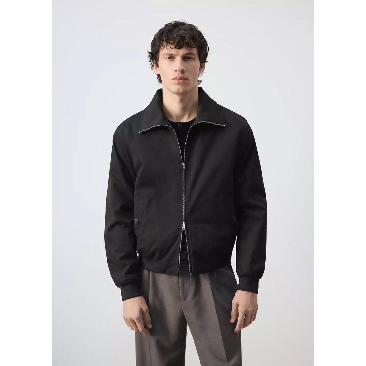 Veste matelassée col cheminée noir, MANGO MAN
