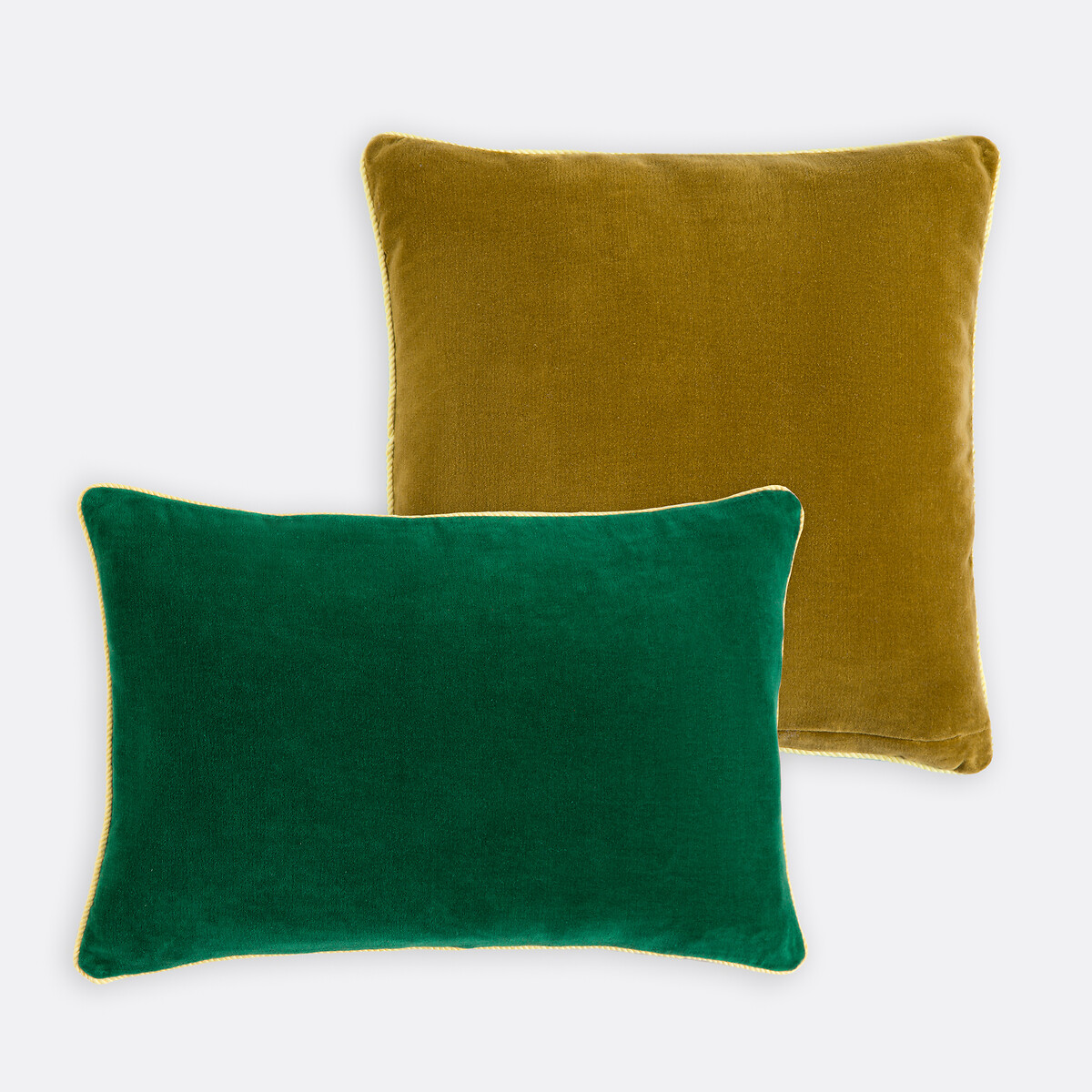 Housse de coussin bicolore carrée 50x50 cm, en velours, GUSALI jaune/absinthe, LA REDOUTE INTERIEURS