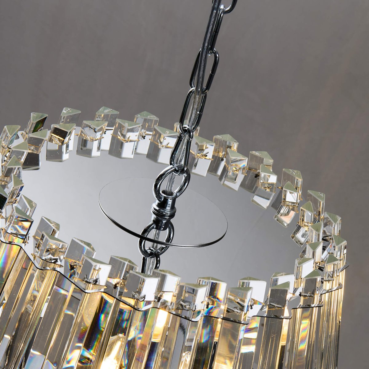 Suspension trapèze avec cristaux - ORISTANO transparent et chromé, KOSILUM