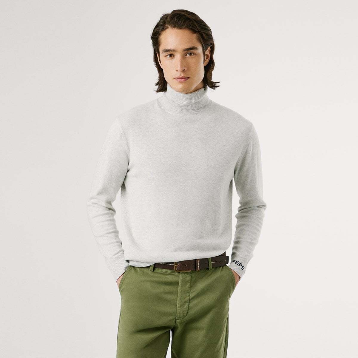 Pull À Col Montant Coupe Regular gris clair chine, PEPE JEANS