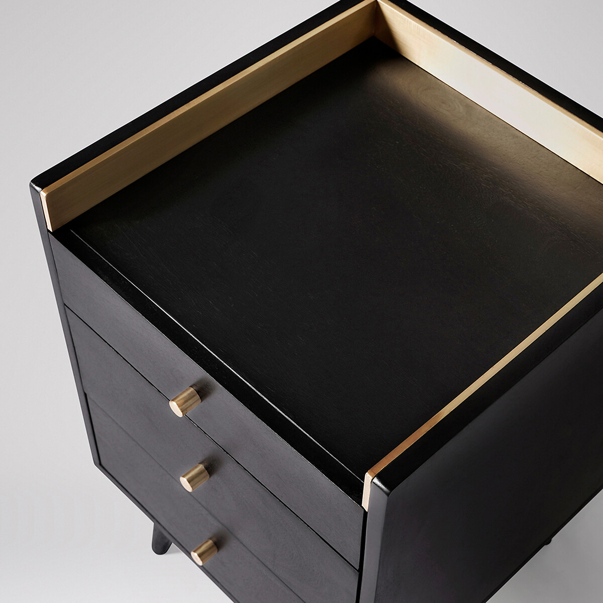 Fresco Mango Wood 3 Drawer Bedside Table black, SWOON