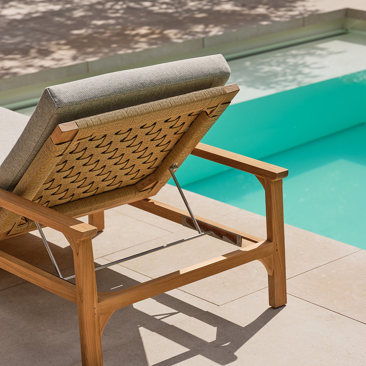 Bain de soleil inclinable en teck avec coussins gris chiné  PIANA gris_chine, BERAH GETAH