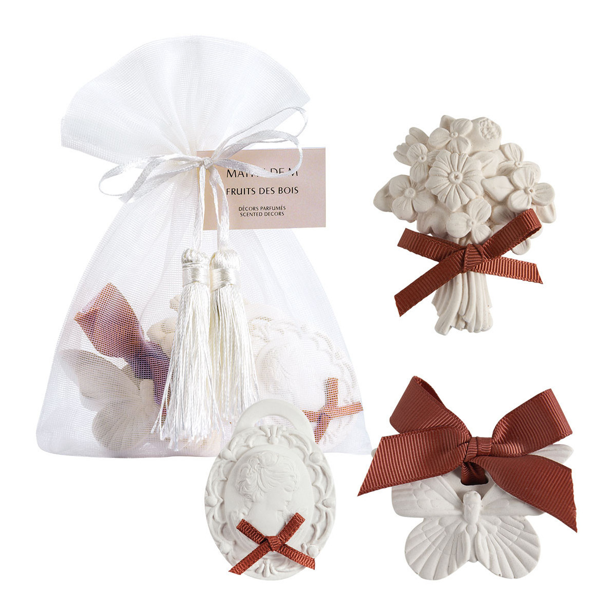 Pochon de 3 décors parfumés - Fruits des Bois blanc, MATHILDE M