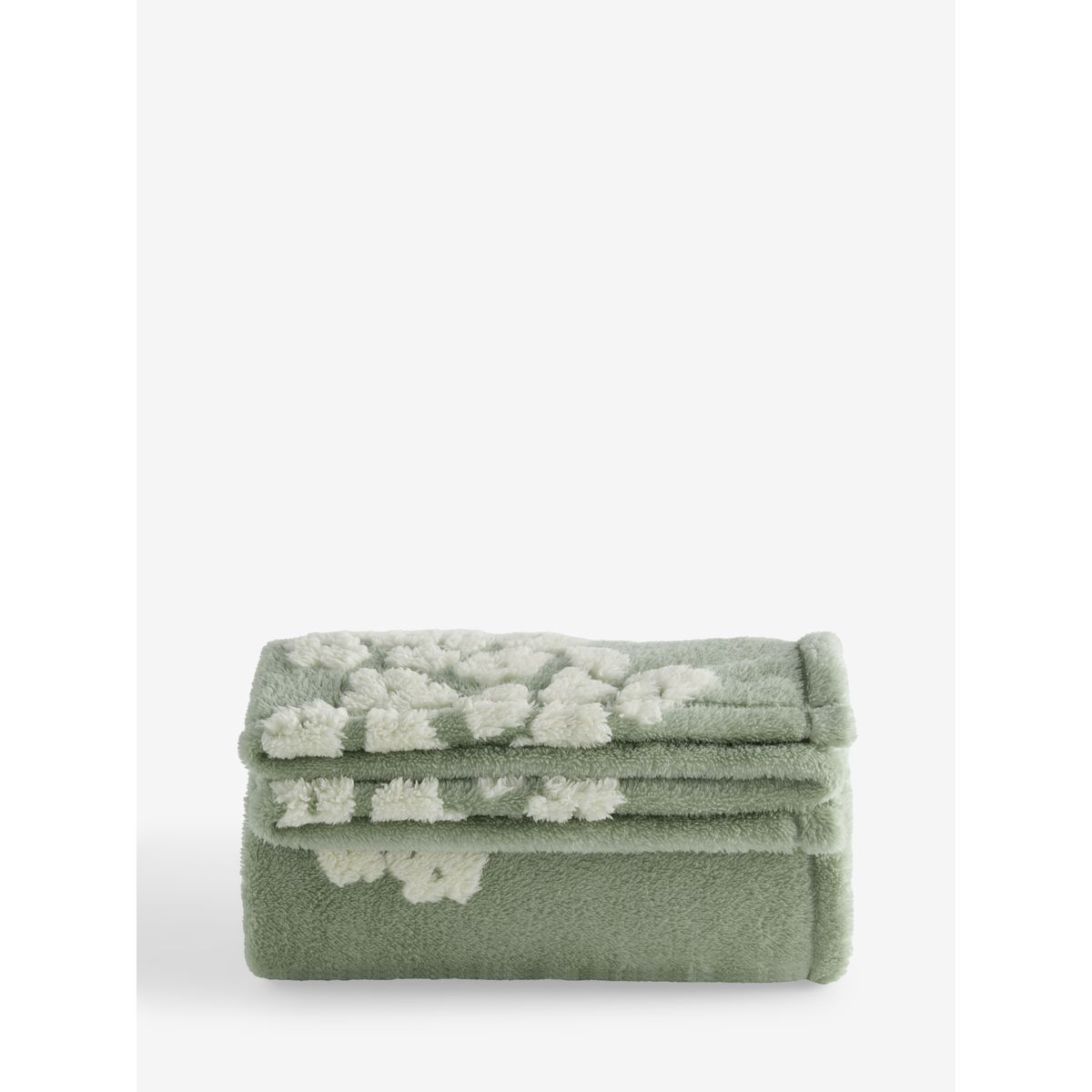 Jetée de lit en polaire à cœurs et fleurs vert sauge, NEXT