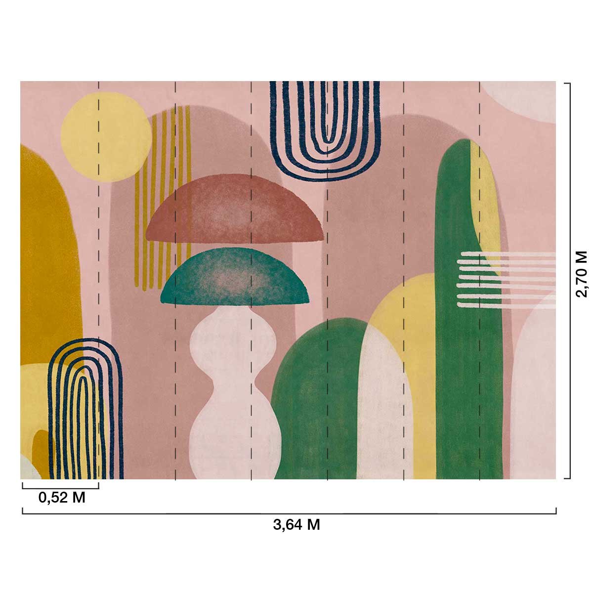 Papier peint panoramique Lava Lamp Rose & Menthe rose, HEXOA