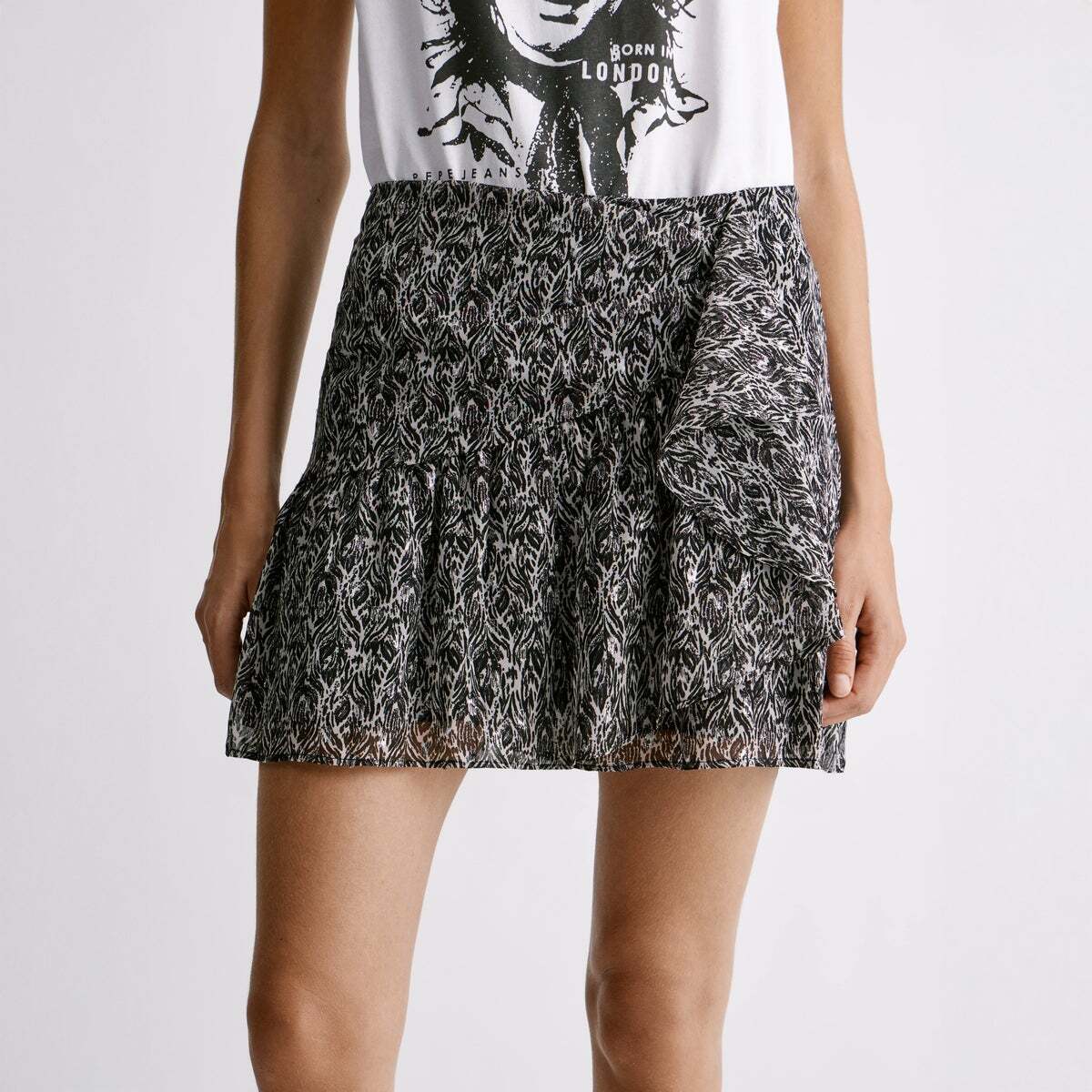 Jupe Courte Imprimée noir, PEPE JEANS