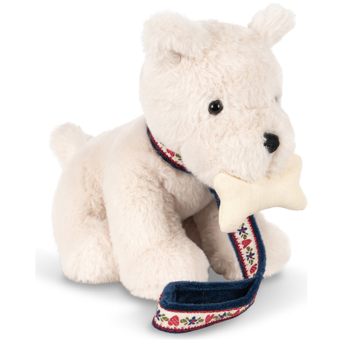 Peluche chien avec panier blanc, bleu, rouge, KONGES SLOJD