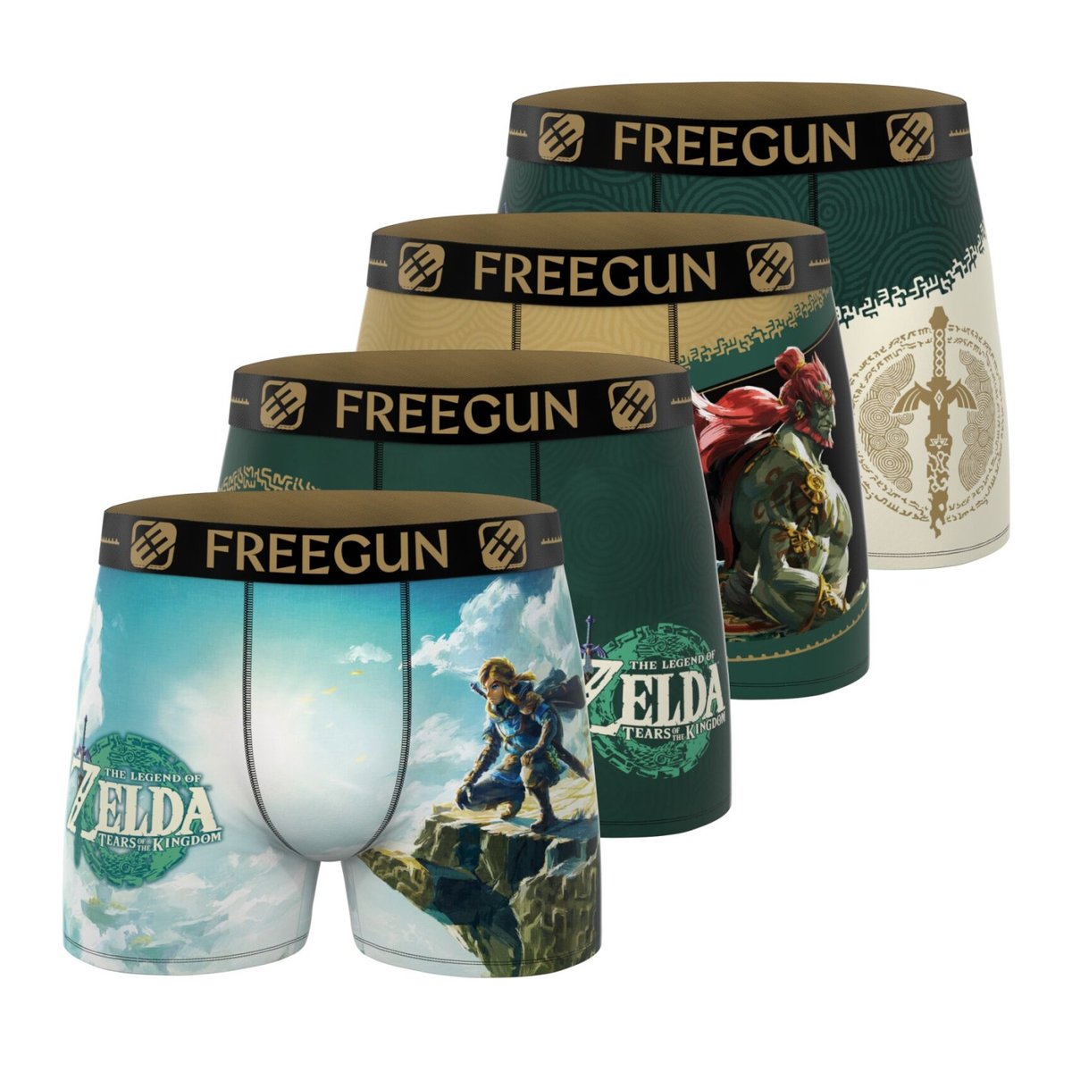 Lot De 4 Boxers Zelda vert/beige/blanc, FREEGUN