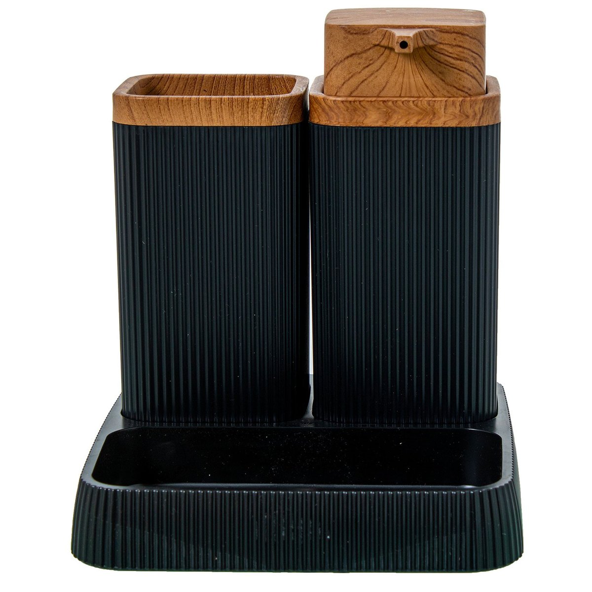 Set salle de bain acrylique noir 15x16x15cm noir, WADIGA