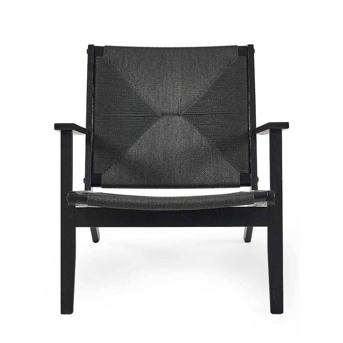 Ophelia Boho Oak & Rattan Accent Chair black, SO'HOME