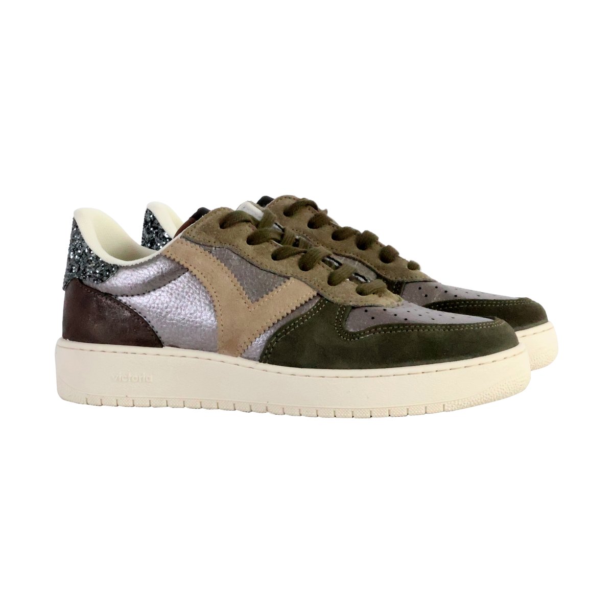Basket Cuir kaki, VICTORIA