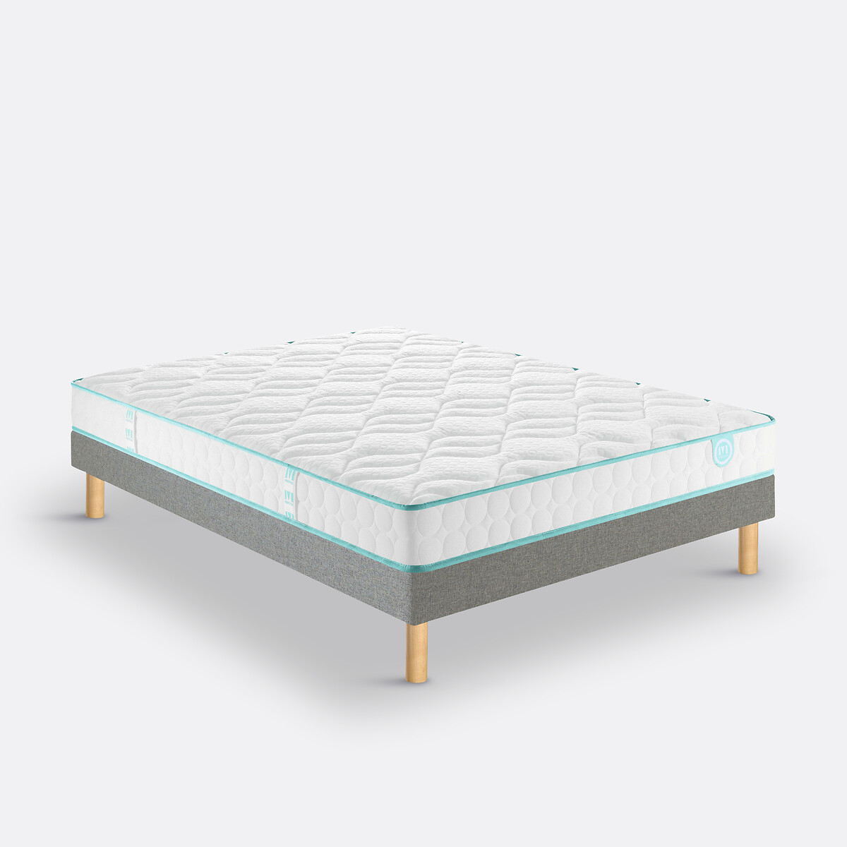 Ens matelas latex + sommier, LE TOUT DOUX chiné gris clair, MERINOS