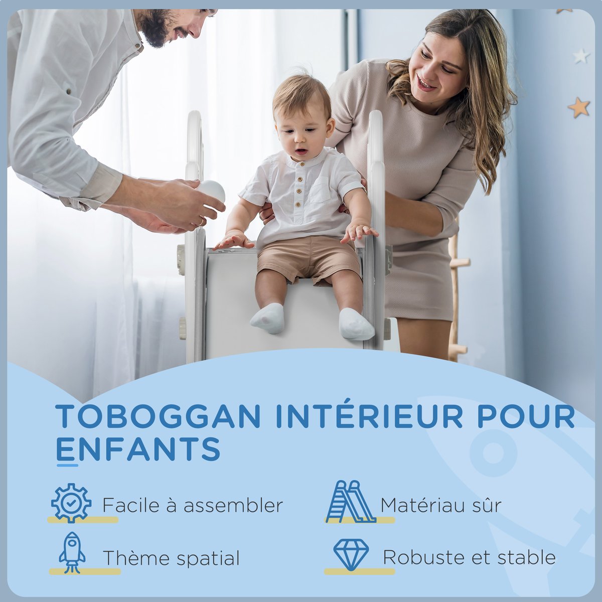 Toboggan pour enfants Plastique Gris gris, blanc, AIYAPLAY