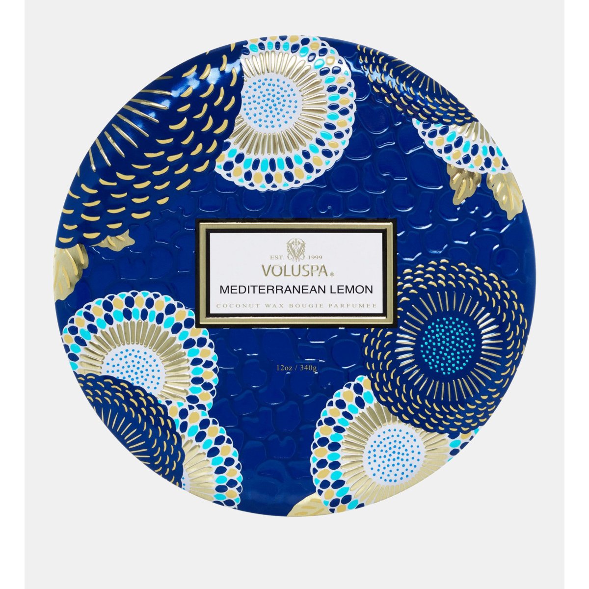 Bougie parfumée mediterranean lemon 340 g bleu, VOLUSPA