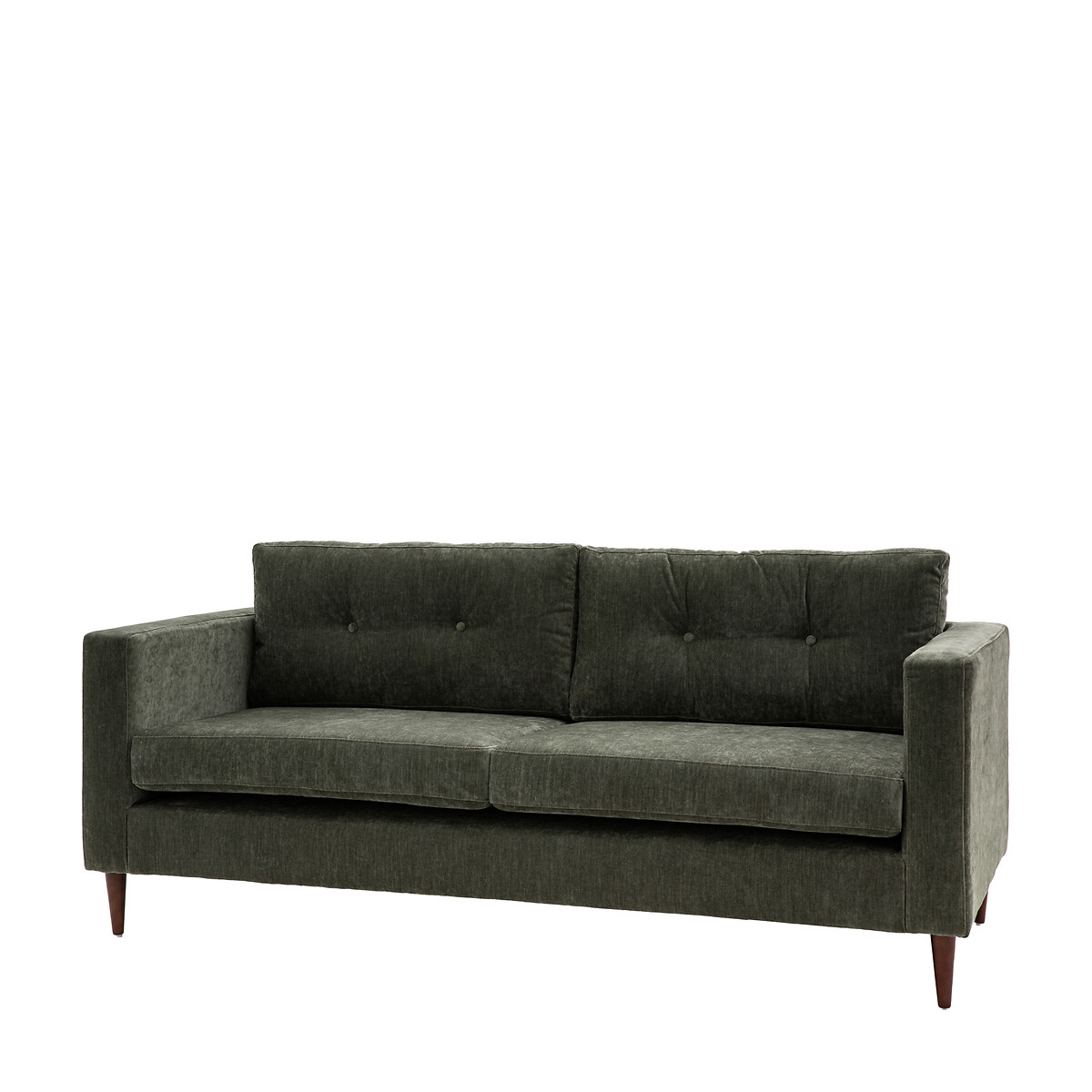 Marchfield Buttoned Soft Brushed 3 Seater Sofa with Dark Wood Legs green, SO'HOME