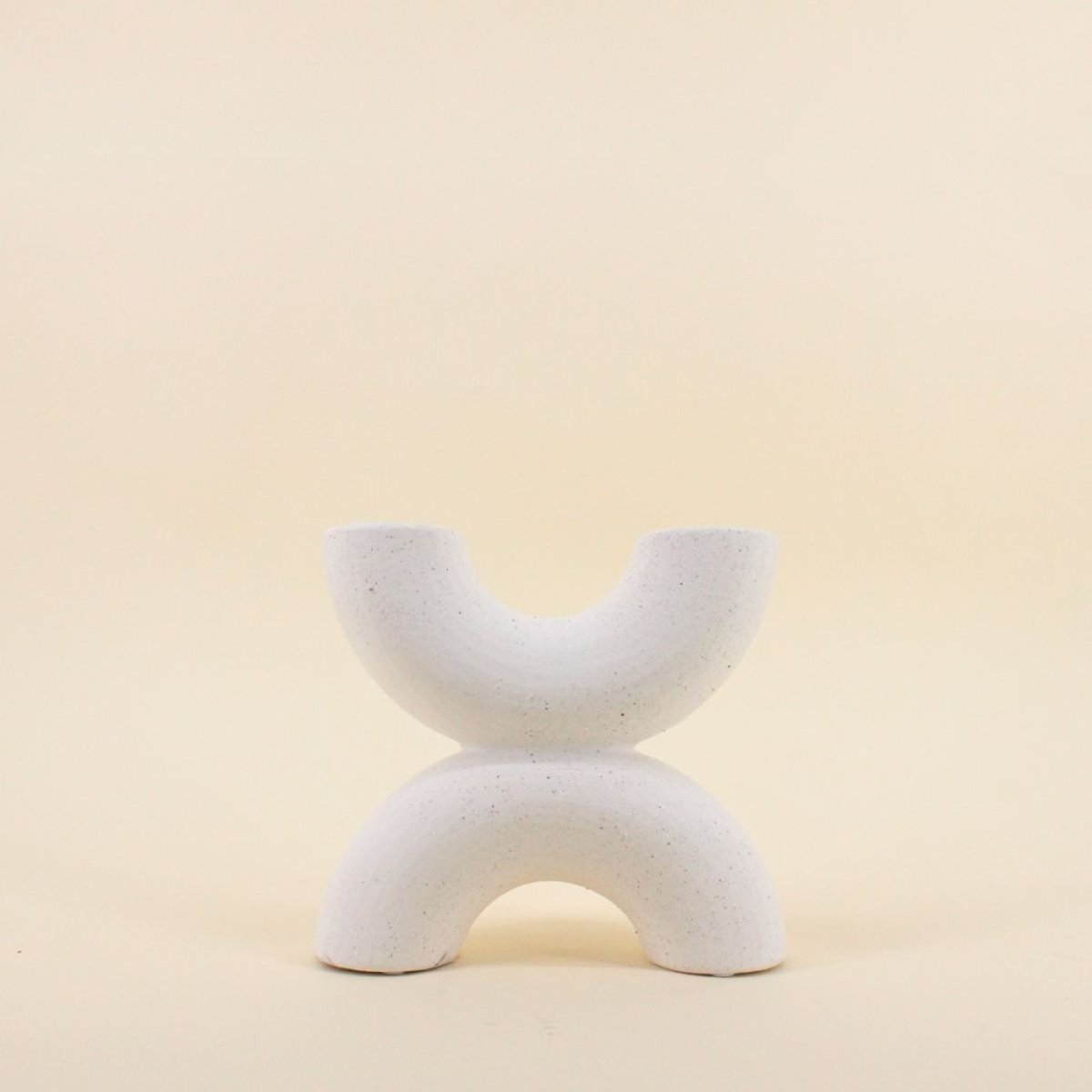 Vase en porcelaine 2 entrées, H21cm beige, ORNAMI