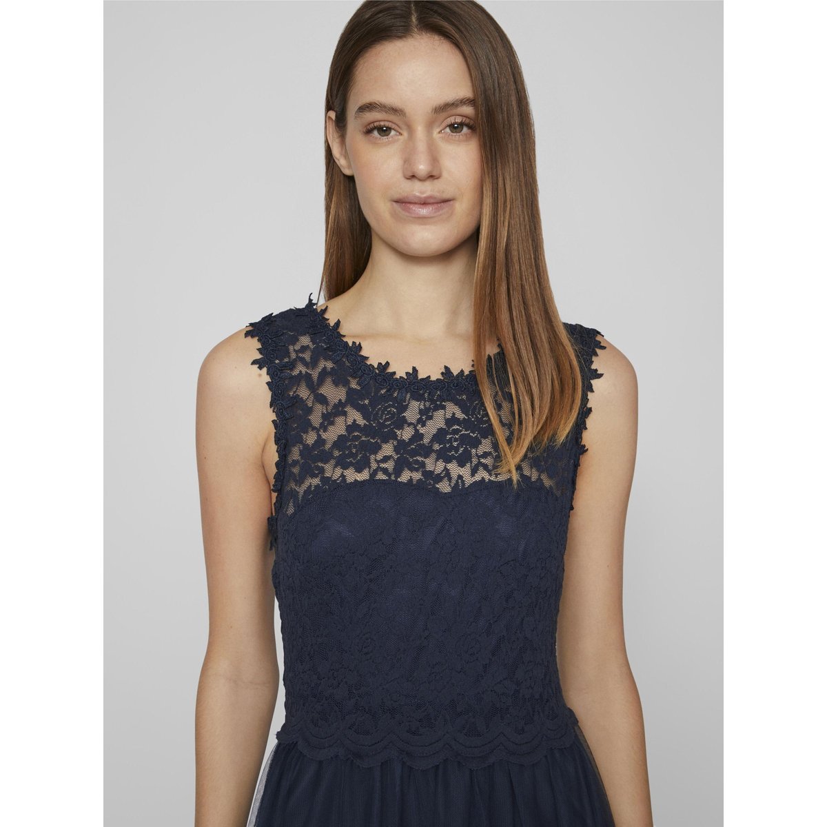 Robe longue sans manches en dentelle marine, VILA