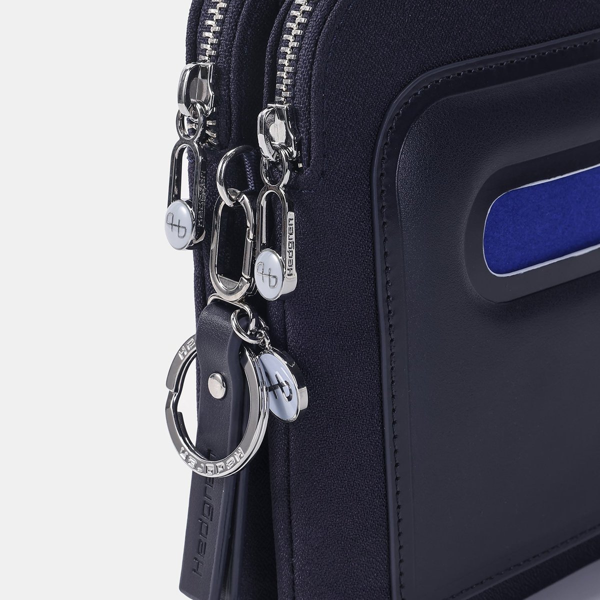 Sac bandoulière fin double compartiment sécurisé peacoat blue, HEDGREN