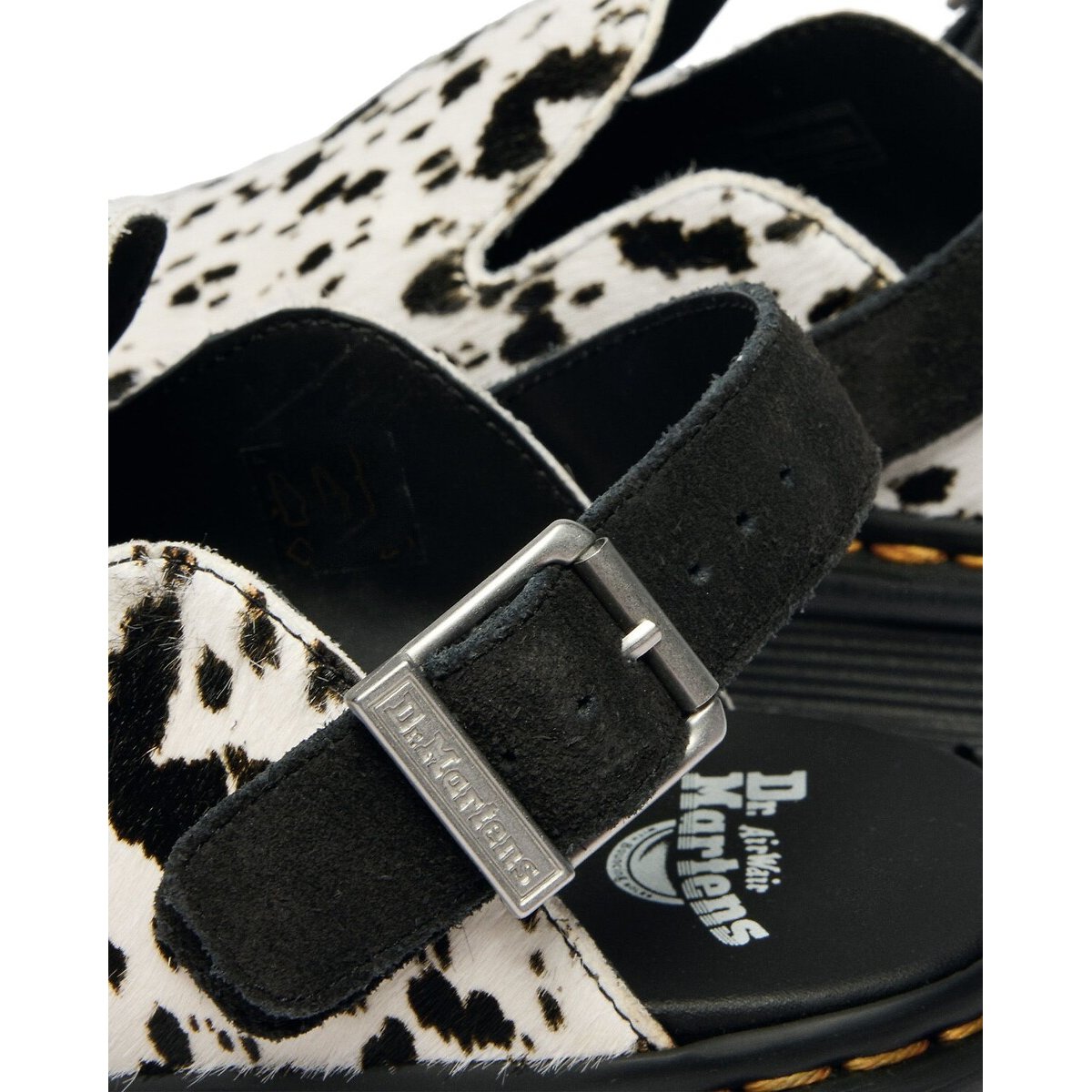 Mules fermées en cuir ZebZag noir/blanc, DR. MARTENS
