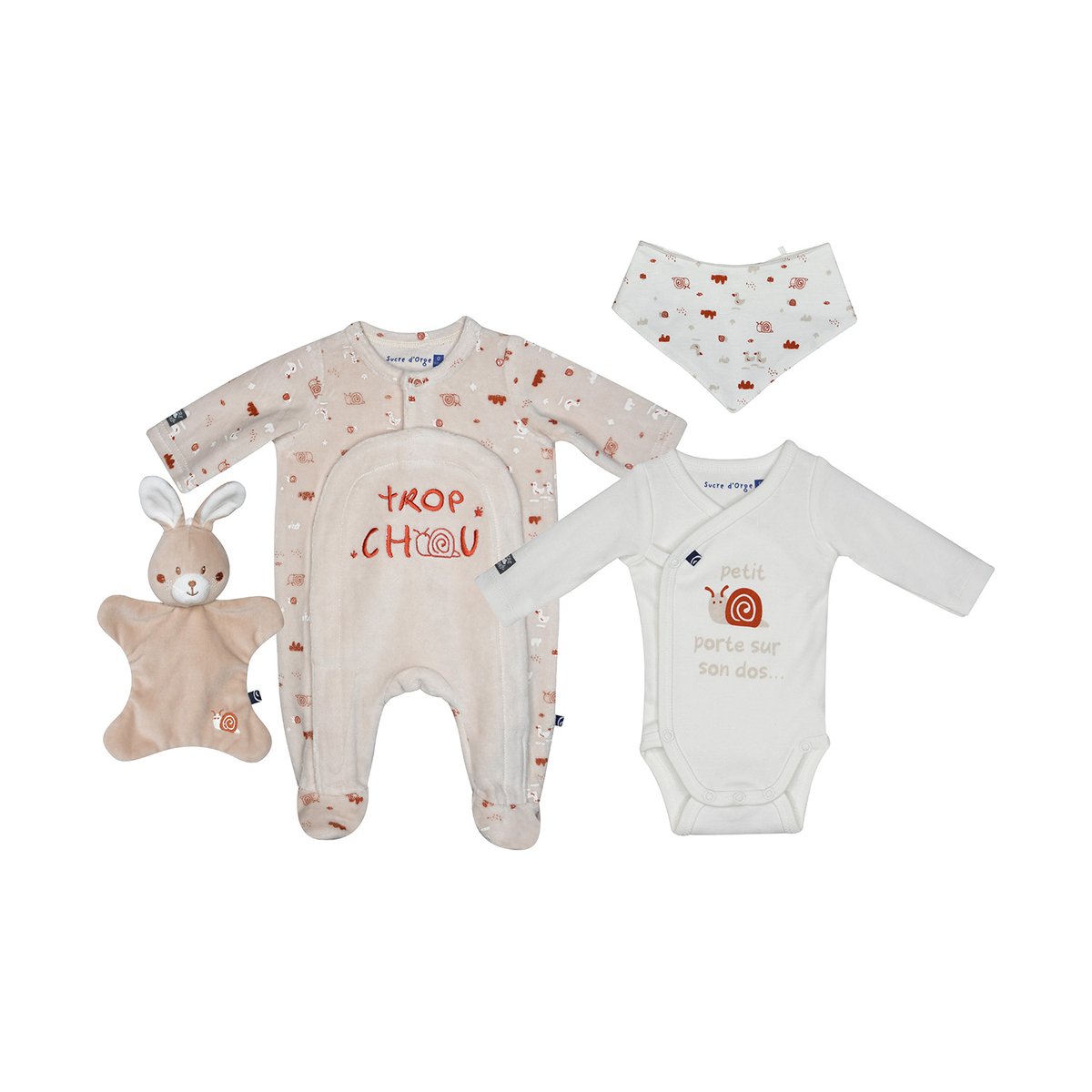 Trousseau 4 pièces poppy en maille beige, SUCRE D'ORGE