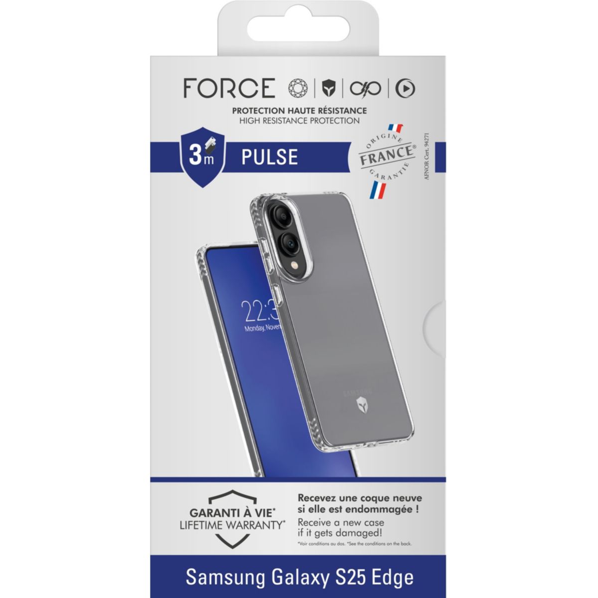 Coque Galaxy S25 Edge Pulse transparente couleur unique, FORCE CASE