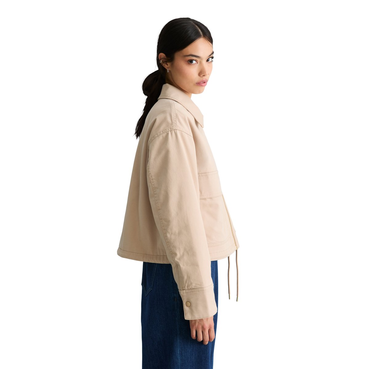 Veste en toile, coupe classique avec un col en peluche amovible beige, MARC O’POLO DENIM