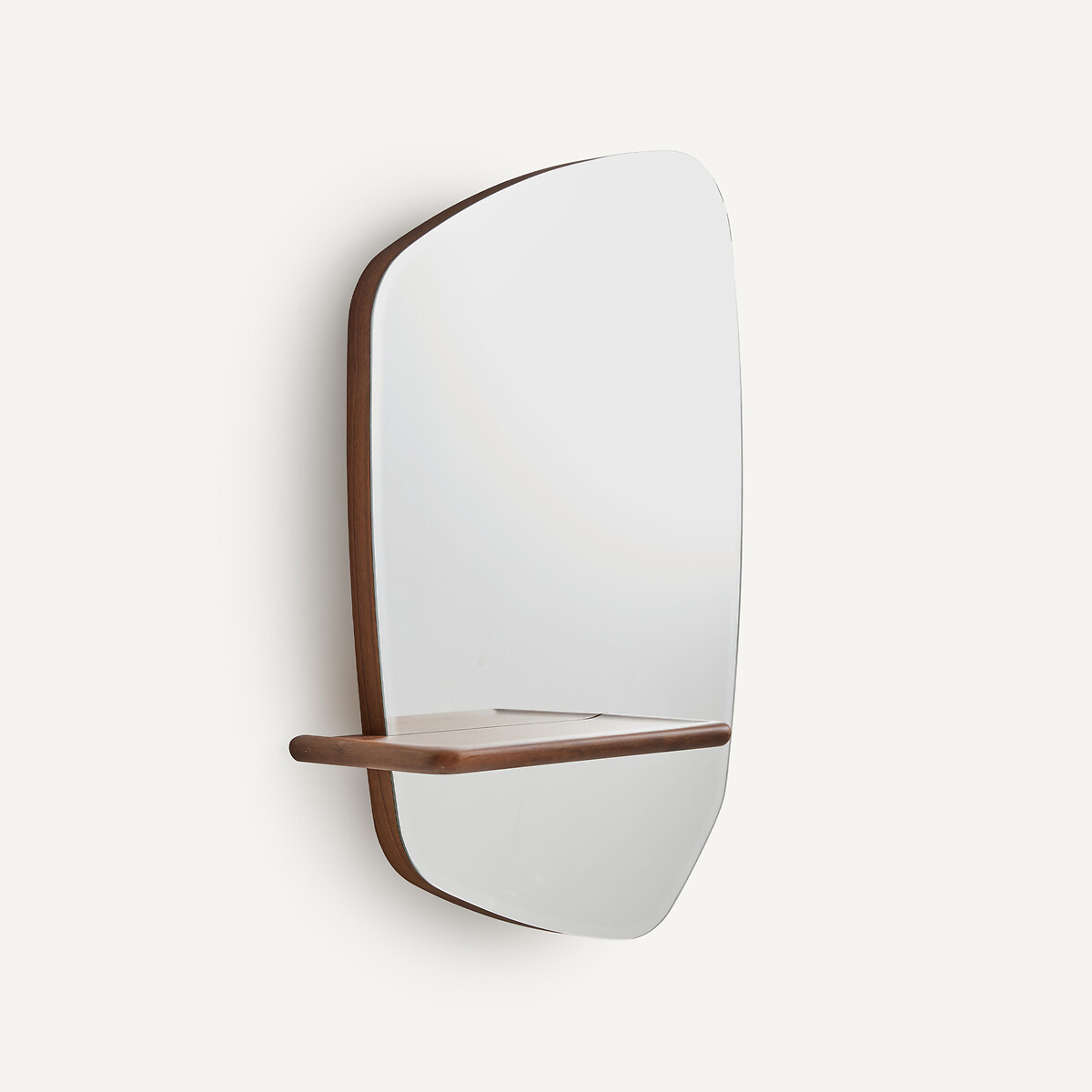 Miroir asymétrique à tablette en noyer, hauteur 88,7 cm, NELLA noyer, AM.PM