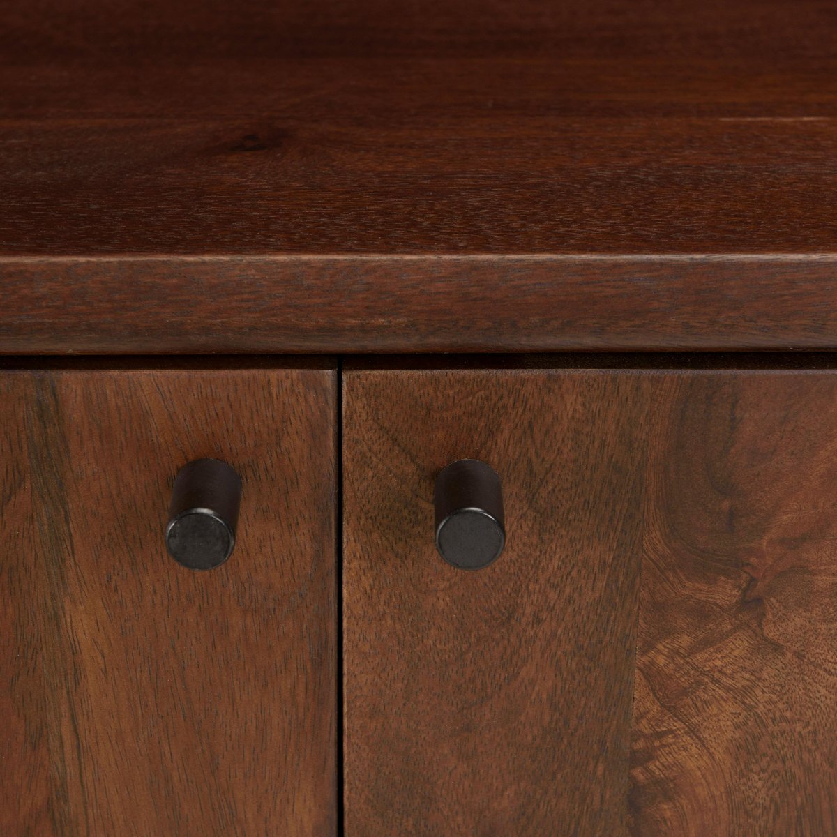 Meuble TV design bois foncé et métal noir 4 portes NOHAM marron, PIER IMPORT