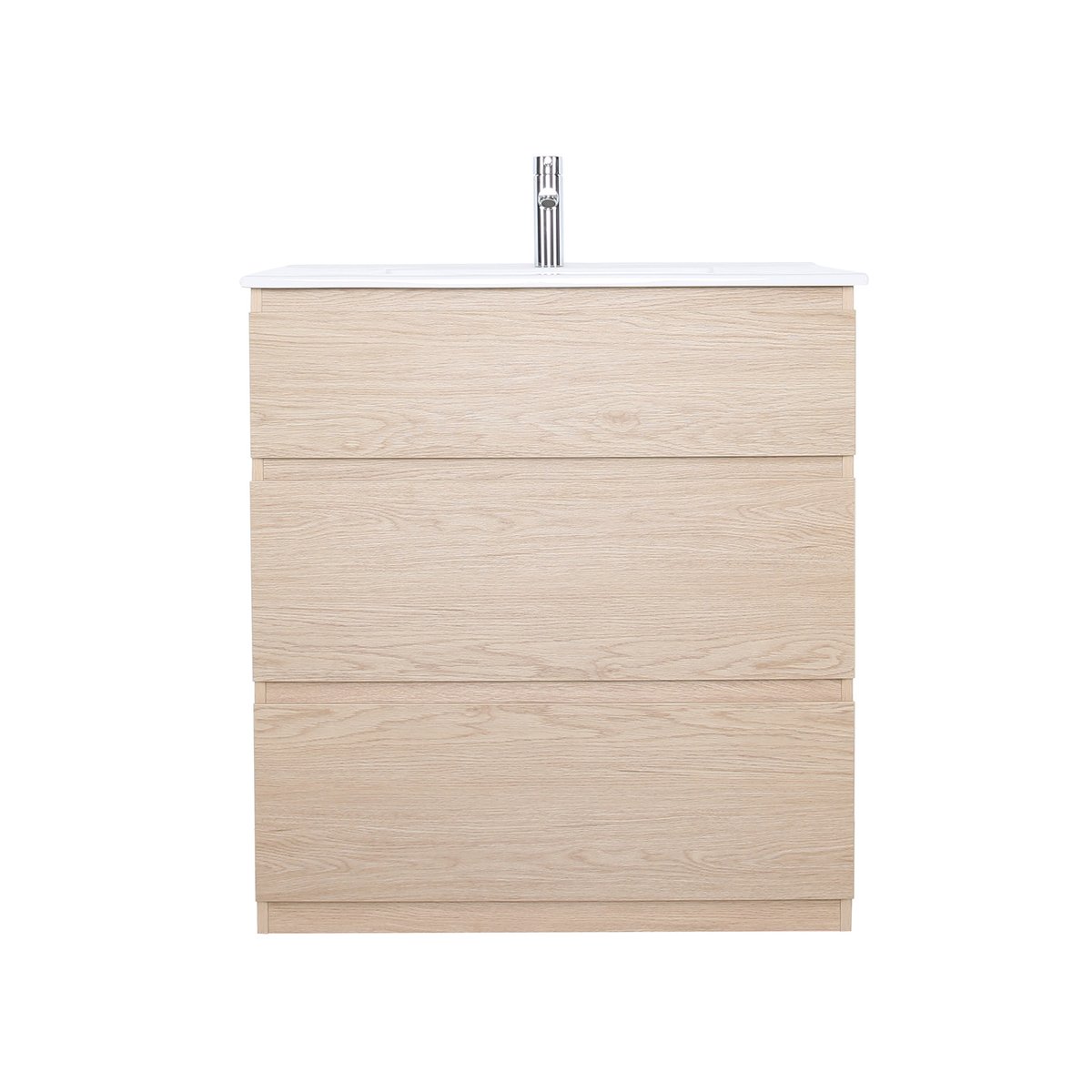 Meuble simple vasque 80cm - avec plan vasque céramique SORRENTO décor chêne, MOB IN