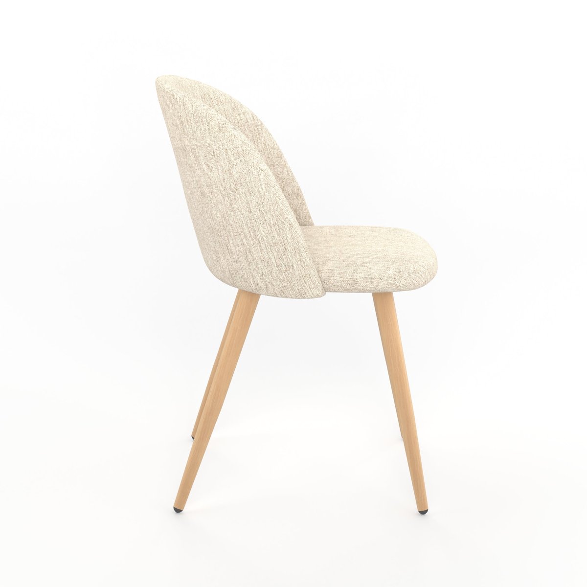 Lot de 2 chaises en tissu, pieds en métal effet bois - COZY greige, MAISON PAVANE
