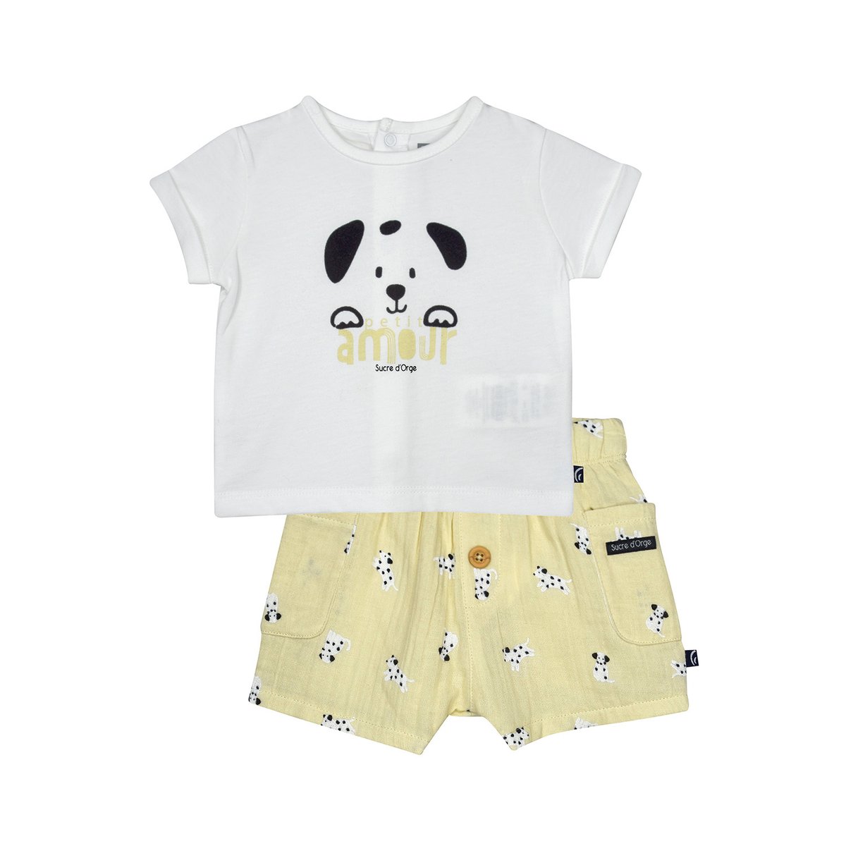 Ensemble t-shirt + short rocky blanc, SUCRE D'ORGE