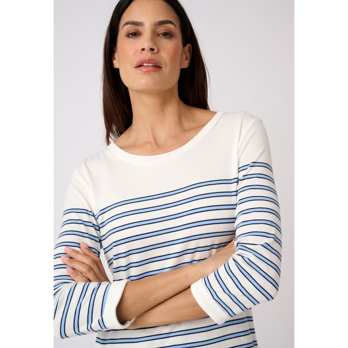 T-shirt marinière en mélange coton et modal bleu rayé, DAMART