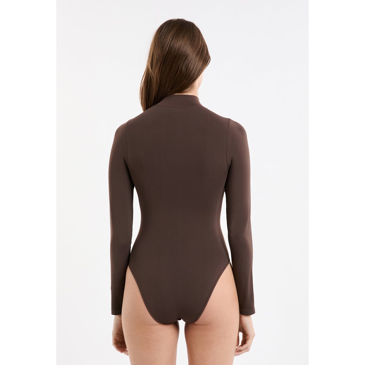 Body manches longues col montant MARILYN chocolat, ETAM