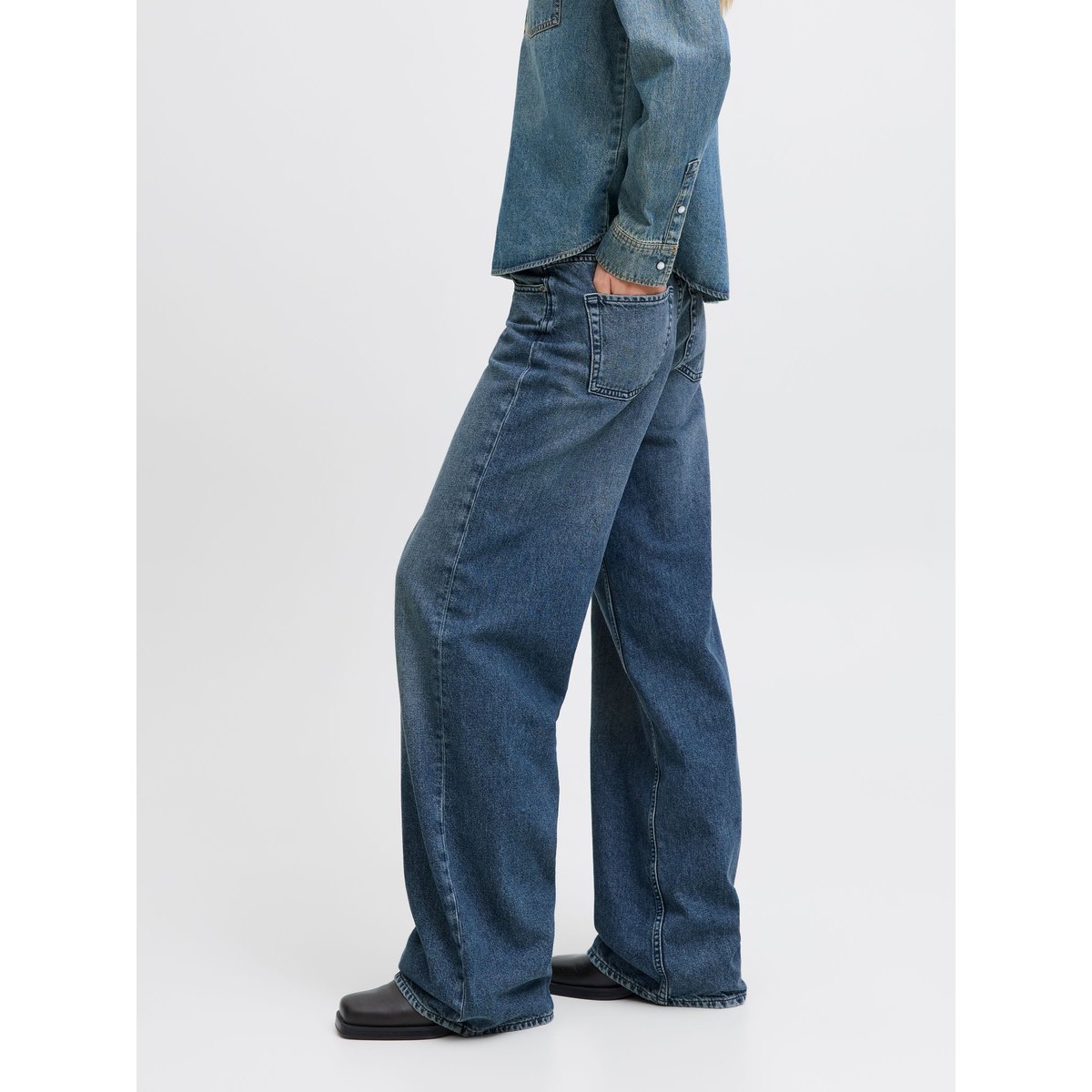 Jean À Coupe Large dark blue denim 1, JJXX