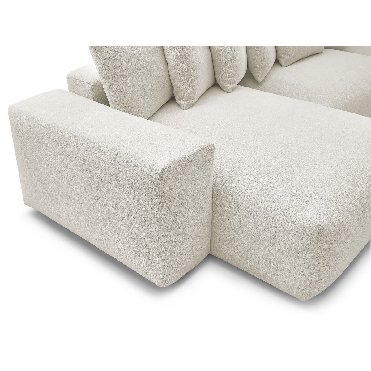 Canapé panoramique convertible 6 places en tissu chiné, VOLTAIRE blanc, BOBOCHIC