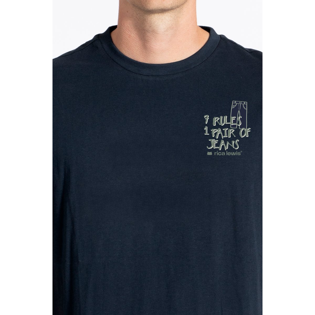 T-shirt à message FUNNY3 bleu marine, RICA LEWIS