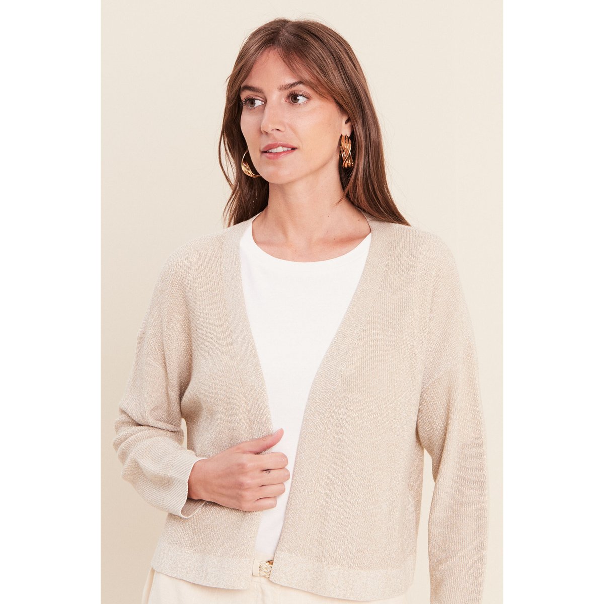 Gilet manches longues brillant couleur or, BREAL