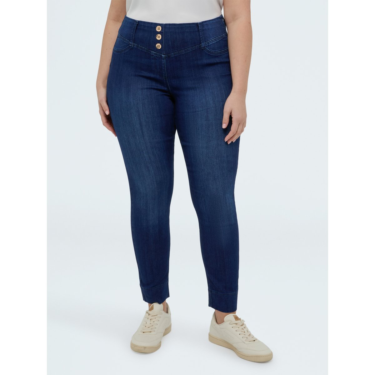 Dark blue jeggings with decorative buttons bleu, FIORELLA RUBINO