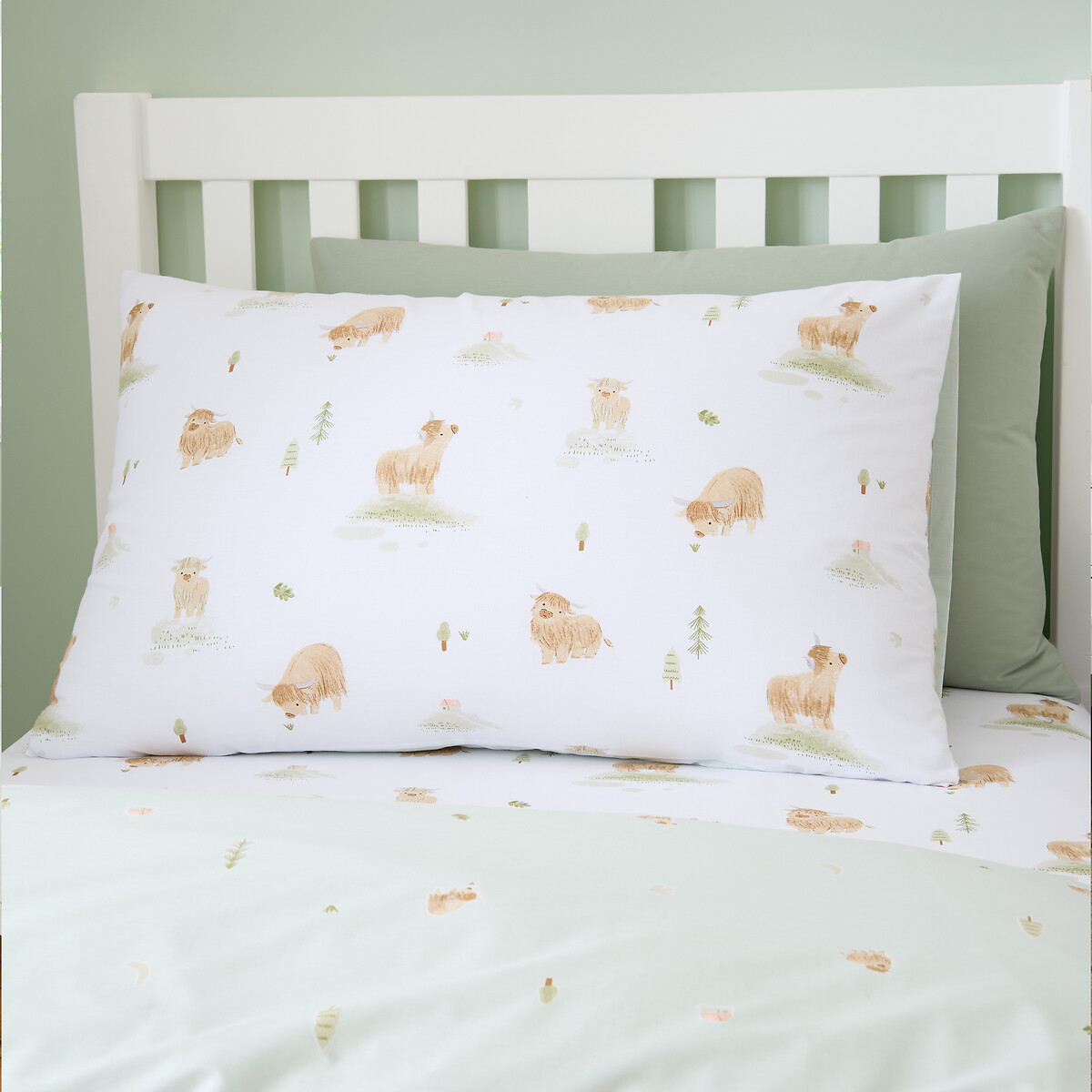 Mini Moo Cow Reversible Cotton Duvet Cover and Pillowcase Set white, BIANCA FINE LINENS