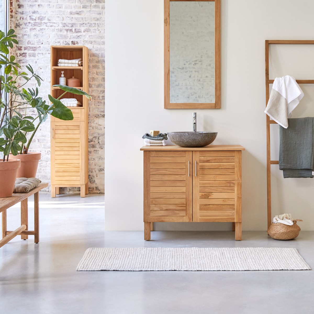 Meuble Salle De Bain en Teck massif, SOHO naturel, TIKAMOON